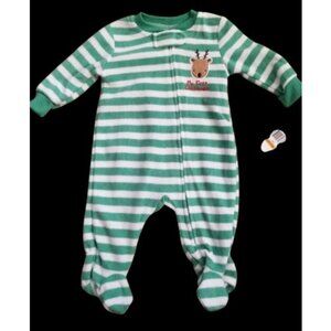 NWT Green Striped ABSORBA MY FIRST CHRISTMAS Fleece Sleeper Size 0-3 months